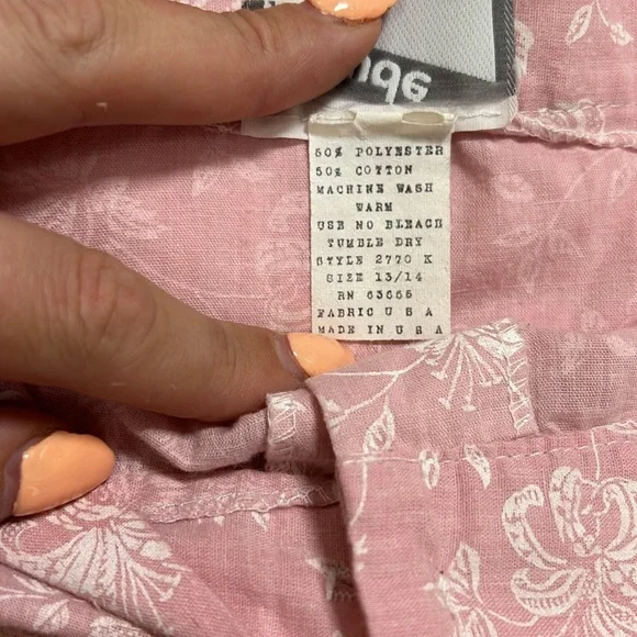 PRELUDE Vintage Pink and White Midi Skirt with Eyelet Hem USA Made Size 13/14 p4 - Picture 5 of 8